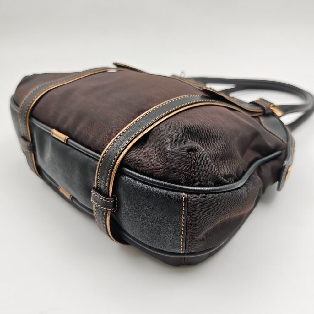Vintage Loewe Anagram Black Nylon Leather Handbag Shoulder Bag - Picture 3 of 9